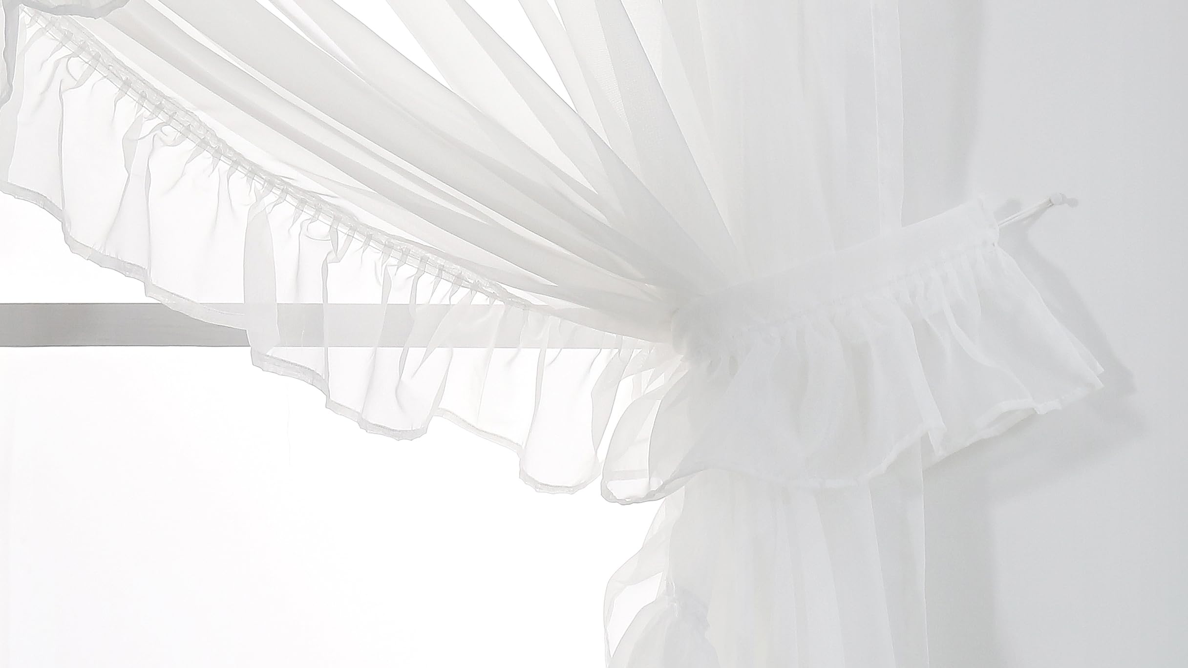 Amazon.com: Seibeh Tex Shabby Chic Double Layer Sheer Ruffled